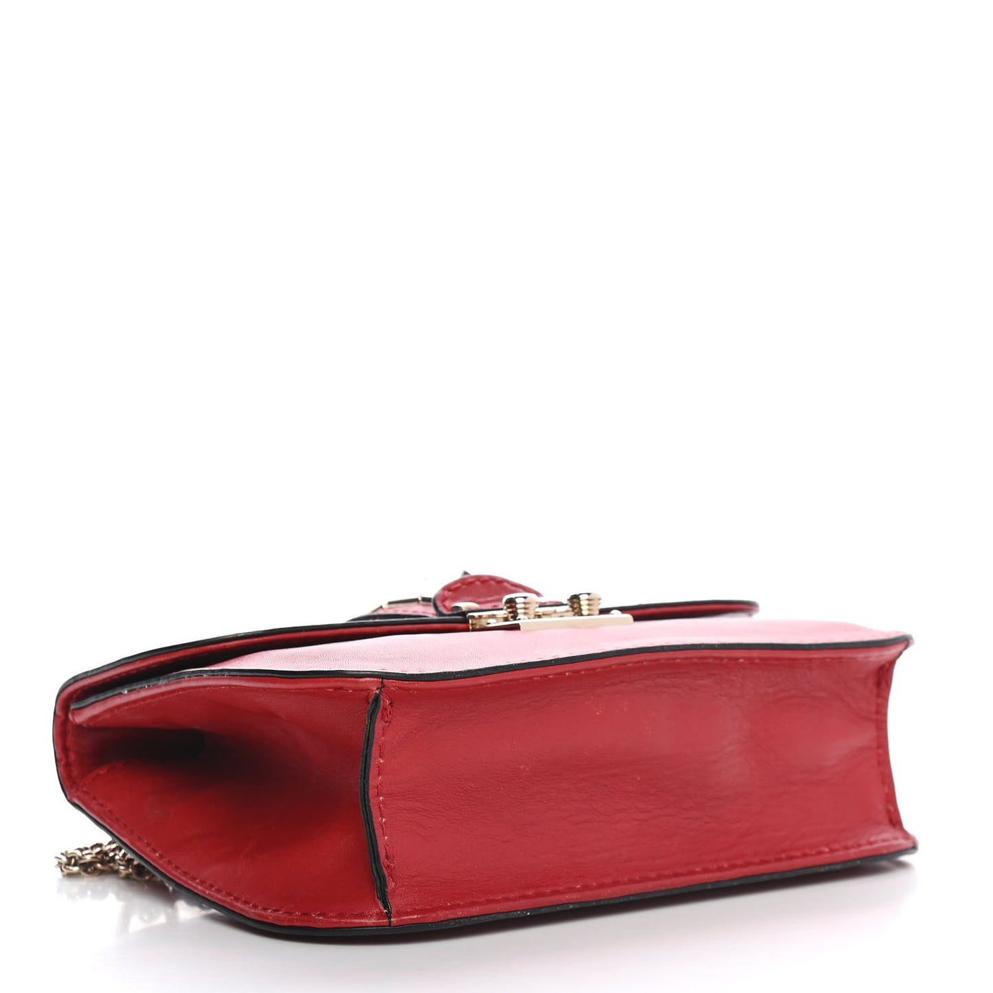 Vitello Small Glam Lock Rockstud Flap Red