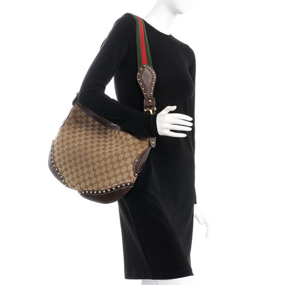 Gucci Monogram Pelham Studded Shoulder Bag Brown 2 of 12