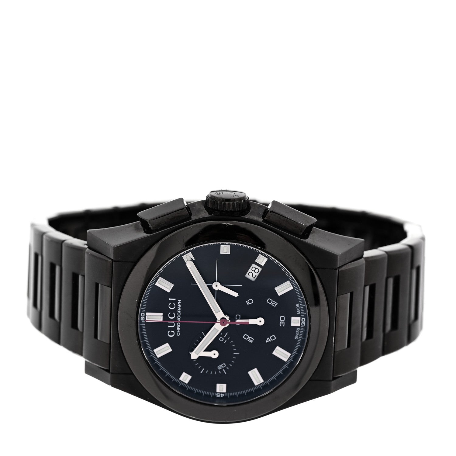 Gucci Stainless Steel 44mm Pantheon Chronograph Quartz Watch Black