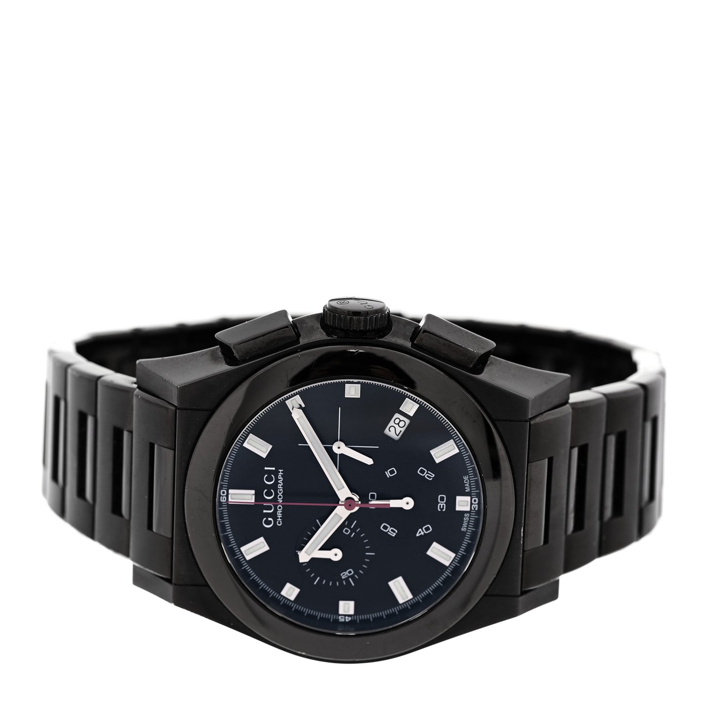 Stainless Steel 44mm Pantheon Chronograph Quartz Watch Black