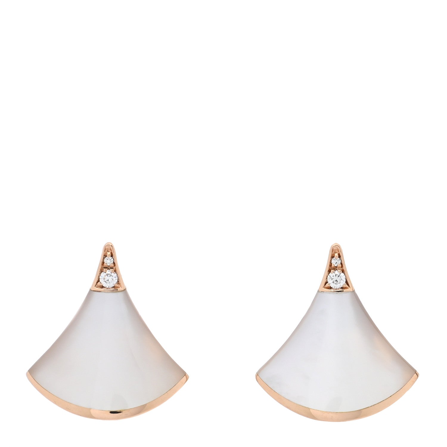 Bulgari 18K Rose Gold Diamond Mother of Pearl Divas' Dream Stud Earrings 1 of 4