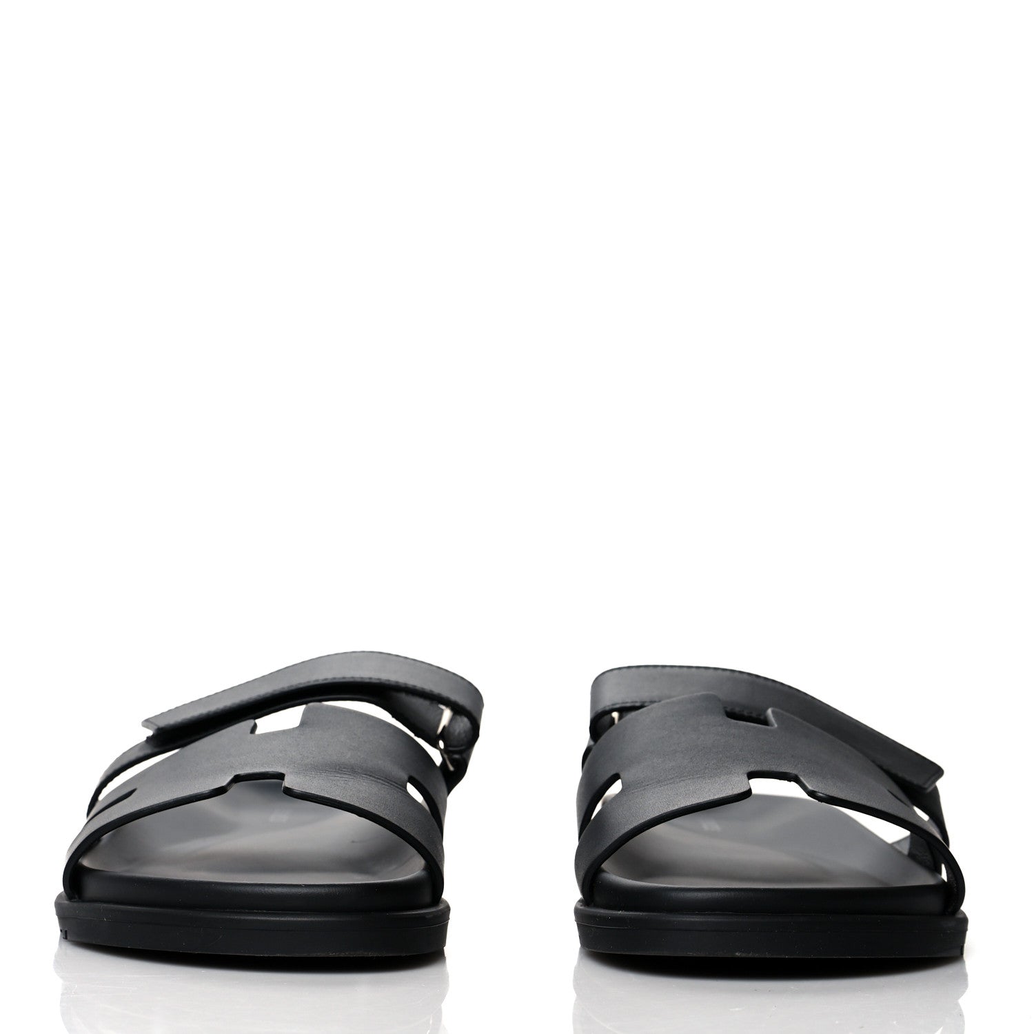 Hermes Calfskin Mens Chypre Sandals 42 Black 2 of 9