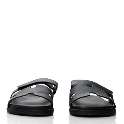 Hermes Calfskin Mens Chypre Sandals 42 Black 2 of 9