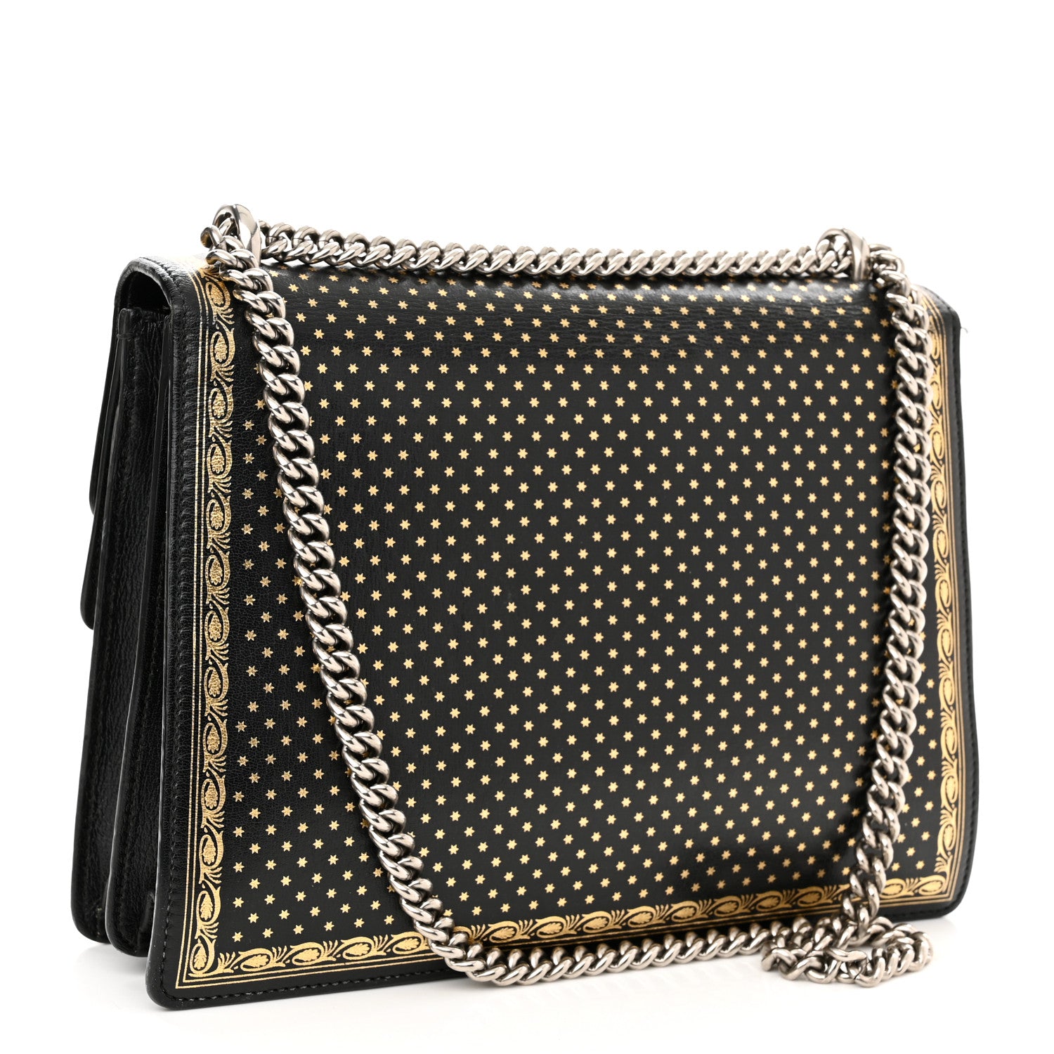 Gucci X SEGA Calfskin GUCCY Stars Medium Dionysus Shoulder Bag Black Gold 3 of 21