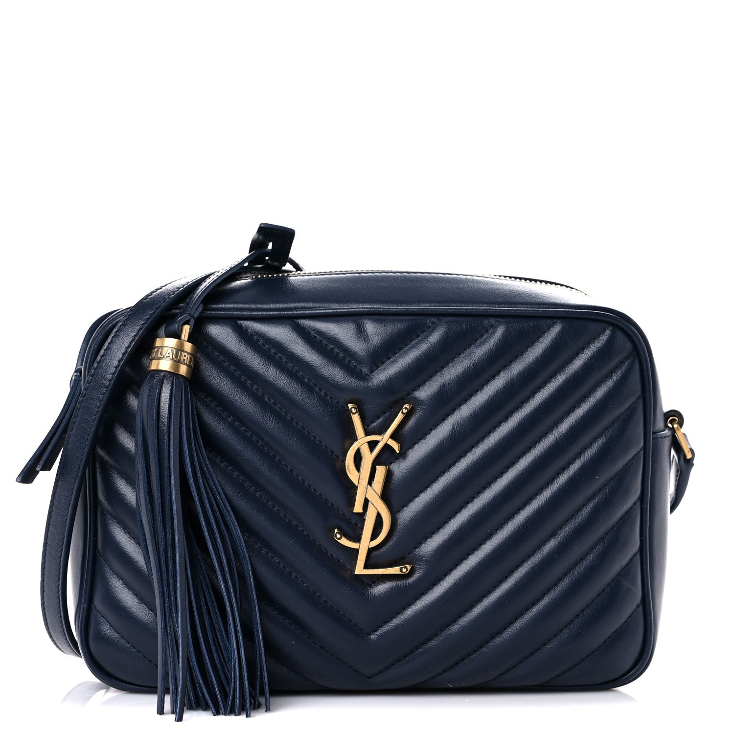 Saint Laurent Calfskin Matelasse Monogram Lou Camera Bag Navy 1 of 11