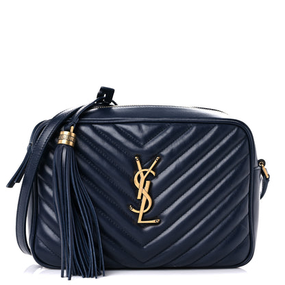 Saint Laurent Calfskin Matelasse Monogram Lou Camera Bag Navy 1 of 11