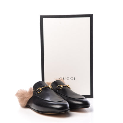 Gucci Calfskin Fur Womens Princetown Slippers 37.5 Black 8 of 8