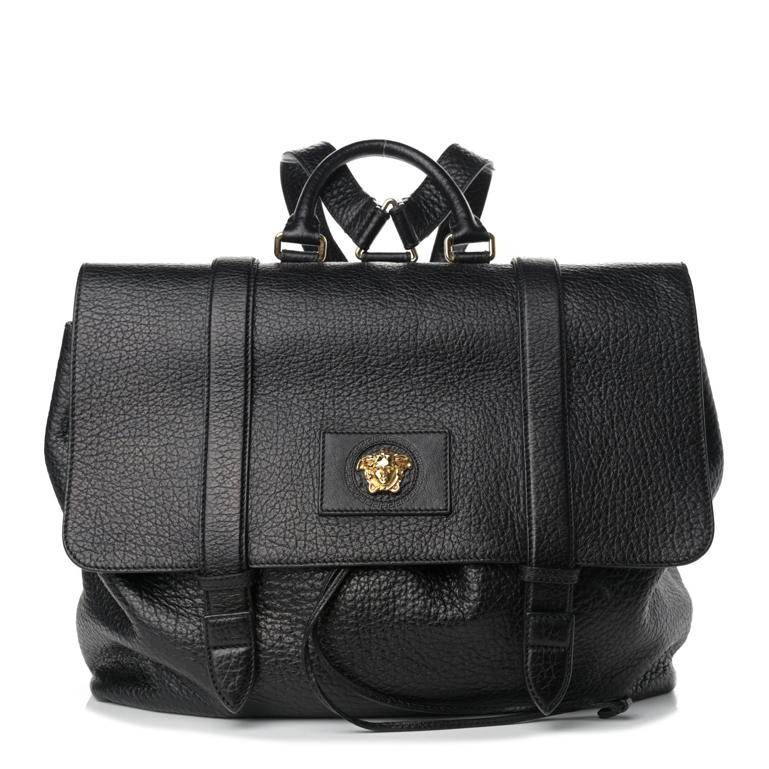 Versace Grained Calfskin Palazzo Medusa Convertible Backpack Black 1 of 8