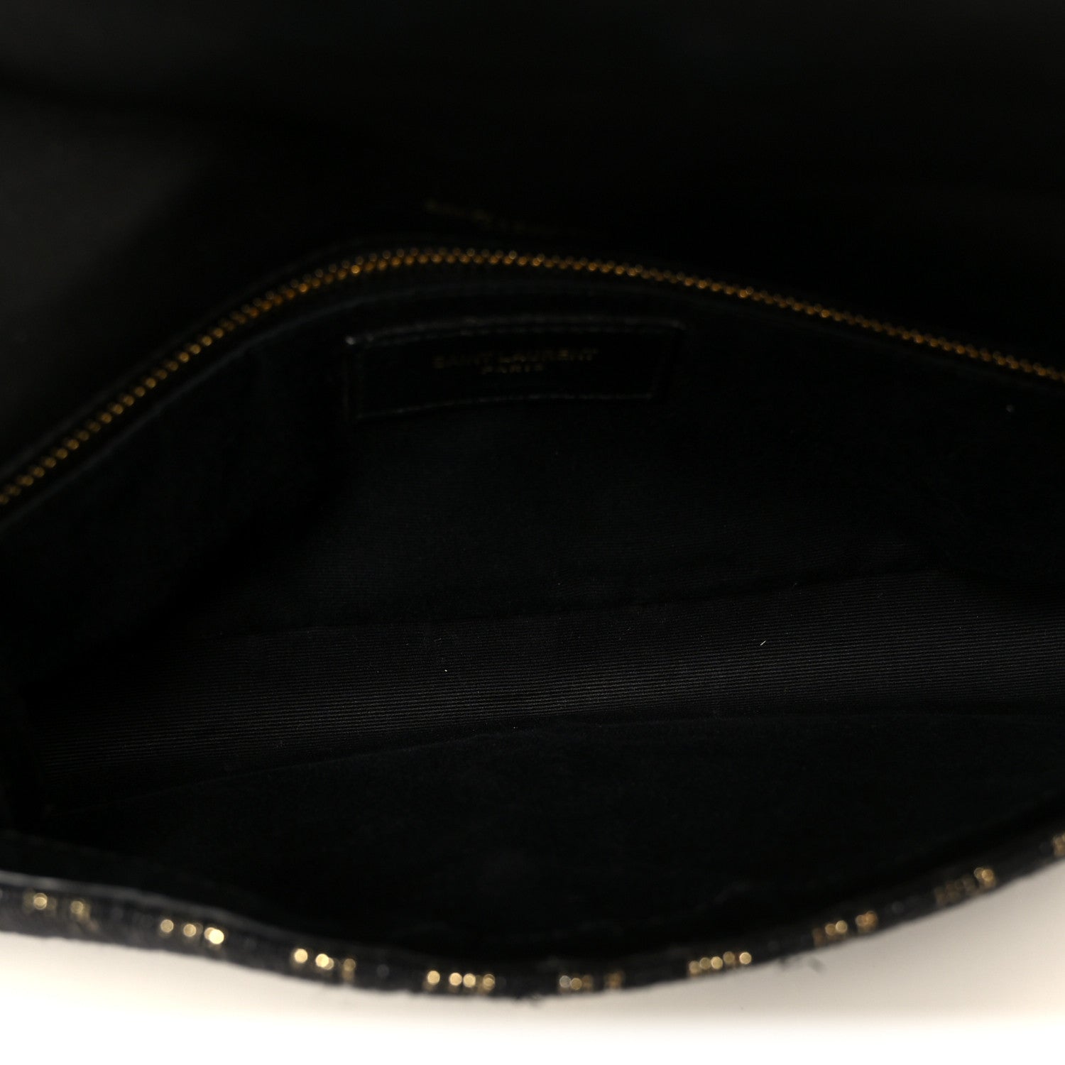 Saint Laurent Striped Fabric Monogram Tassel Kate 99 Baguette Bag Black Gold 5 of 11