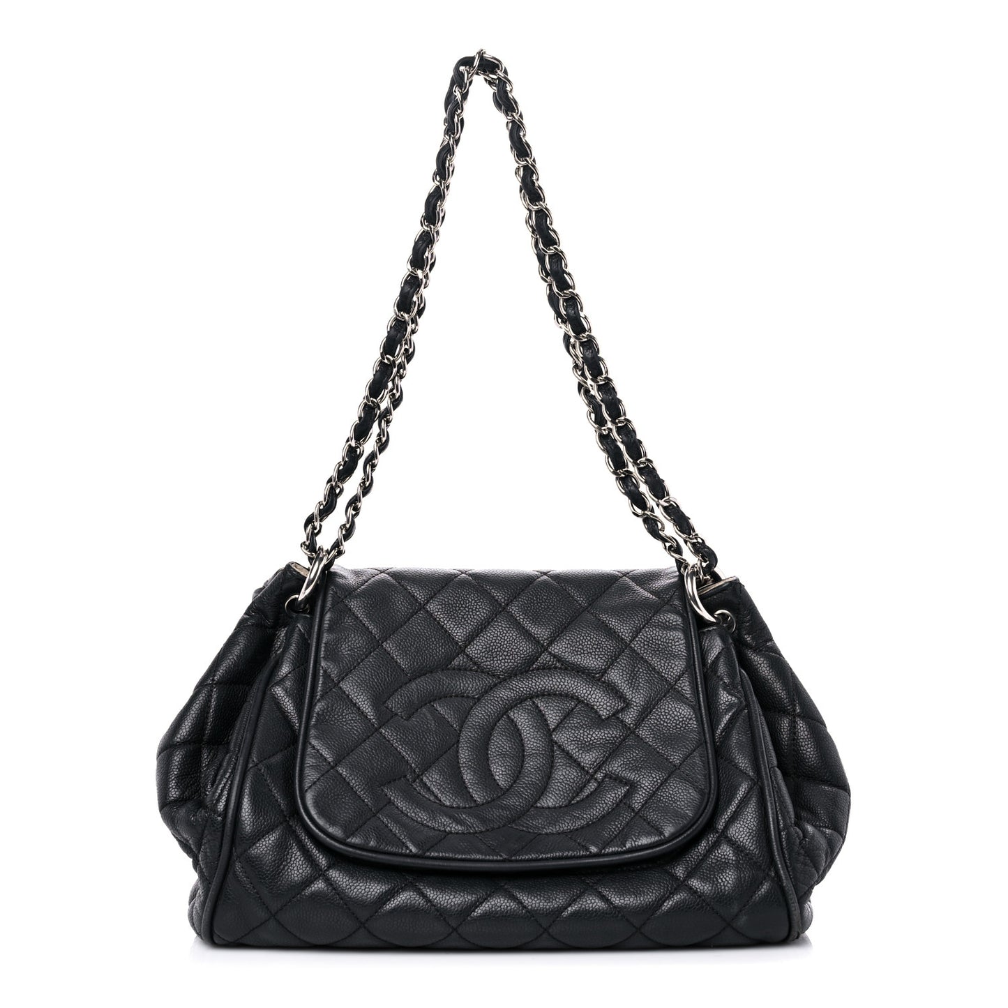Caviar Quilted Timeless Accordion Flap Black