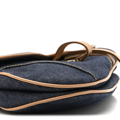 Christian Dior Denim Calfskin Saddle Bag Blue 10 of 12