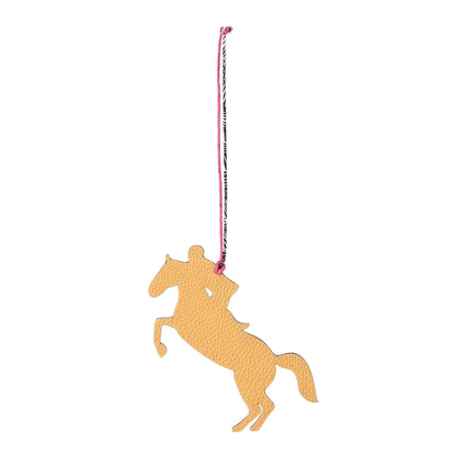 Hermes Epsom Togo Petit H Horse And Jockey Bag Charm Rose Confetti Curry 1 of 4