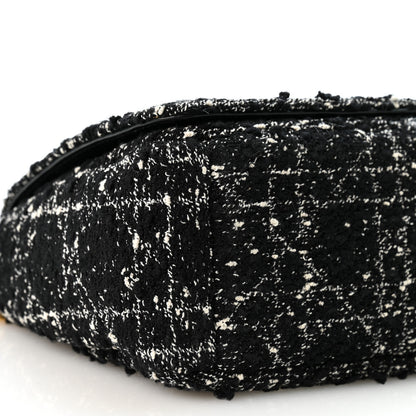 Christian Dior Calfskin Tweed Embroidered Cannage Medium Caro Bag Black White 9 of 10