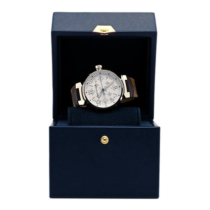 Louis Vuitton Stainless Steel Monogram 41mm Tambour Quartz Watch White 5 of 5