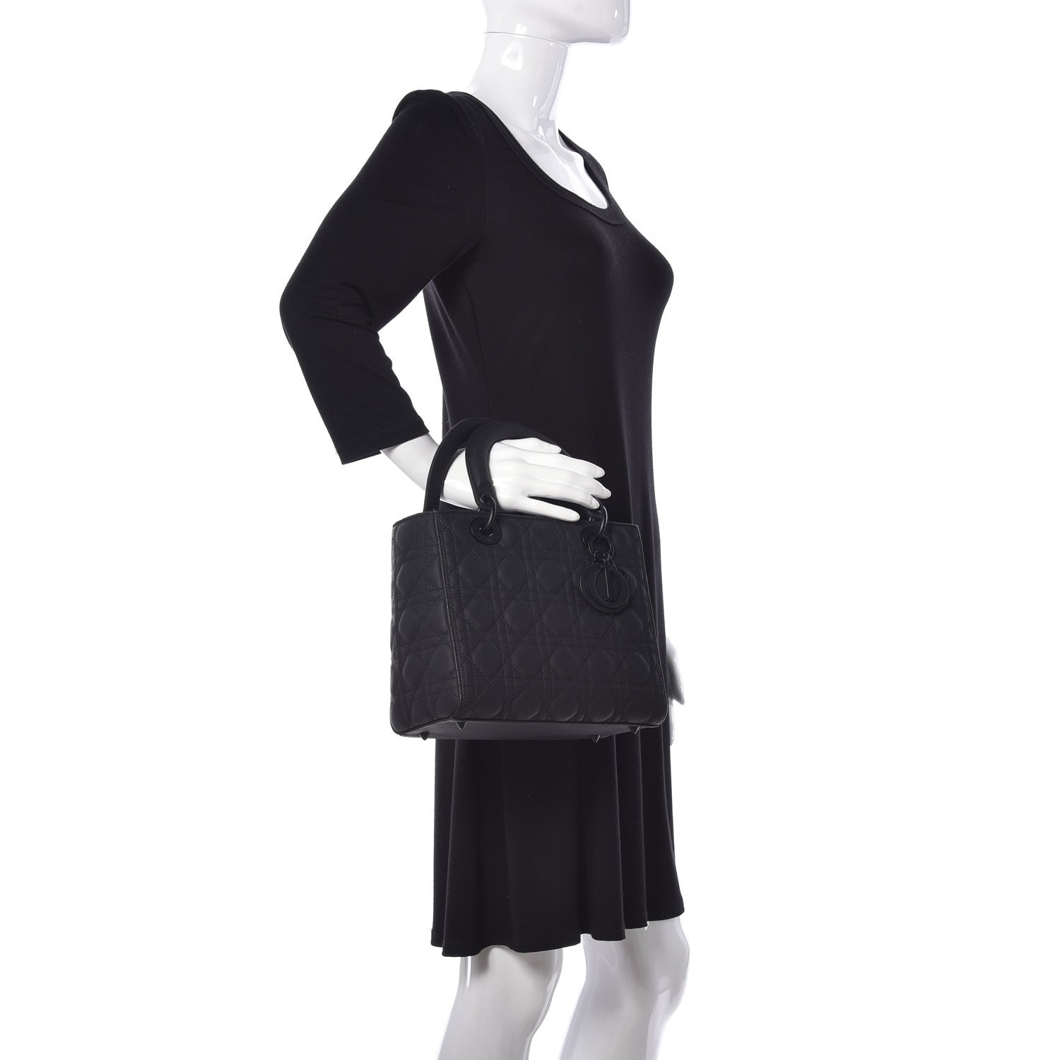 Christian Dior Ultra Matte Calfskin Cannage Medium Lady Dior Black 3 of 9
