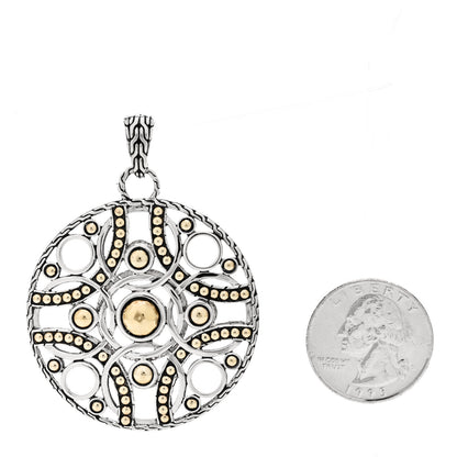 John Hardy Sterling Silver 22K Yellow Gold Palu Bulan Dot Circle Pendant 2 of 4