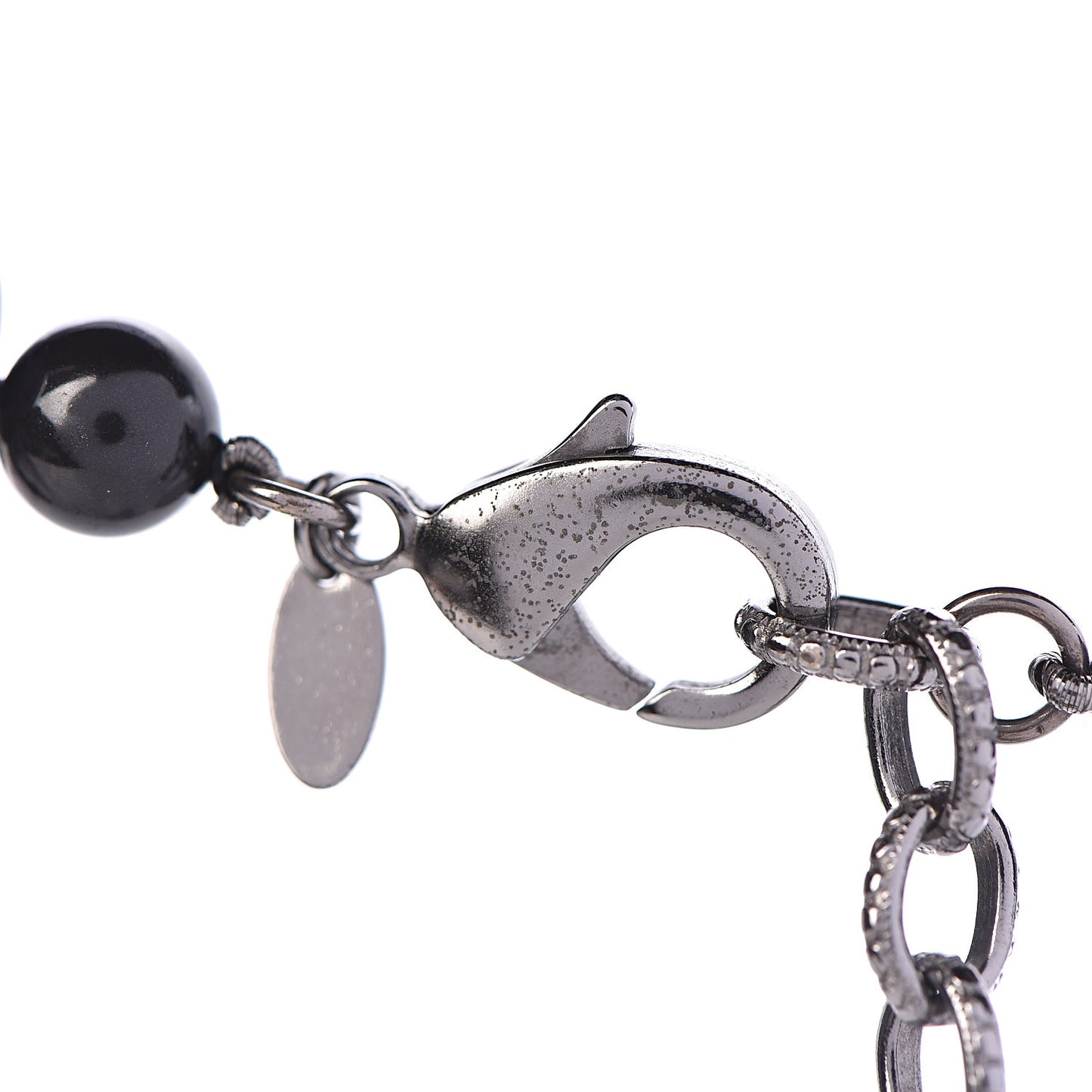 Resin Enamel Beaded CC Map Long Necklace Ruthenium Black
