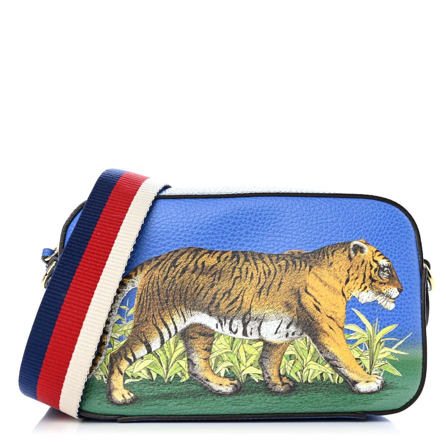 Gucci Calfskin Sylvie Tiger Print Camera Bag Multicolor Dark Sky 1 of 11