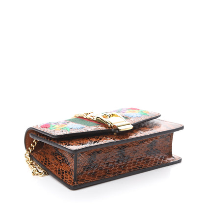 Gucci Elaphe Web Floral Embroidered Super Mini Sylvie Chain Shoulder Bag Cuir Multicolor 3 of 7