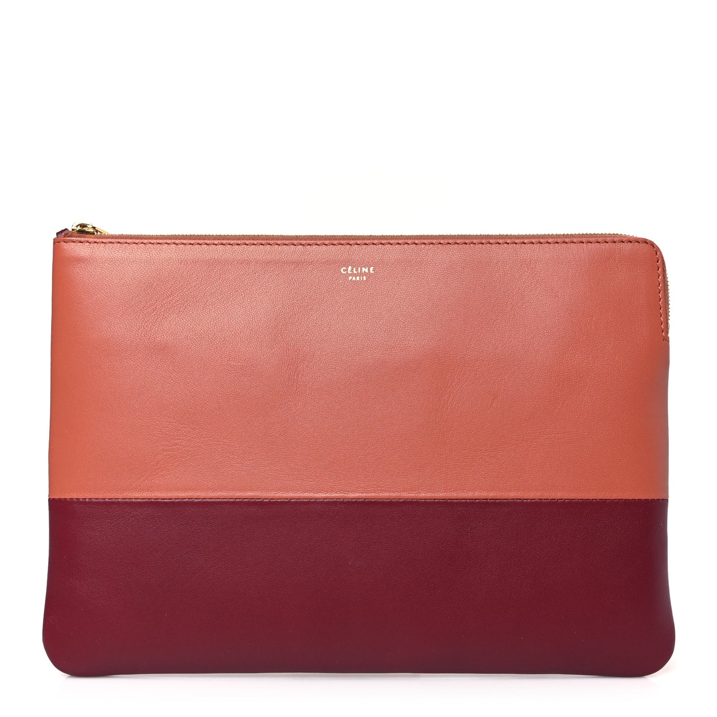 Lambskin Bi-Color Solo Clutch Pouch Terracotta