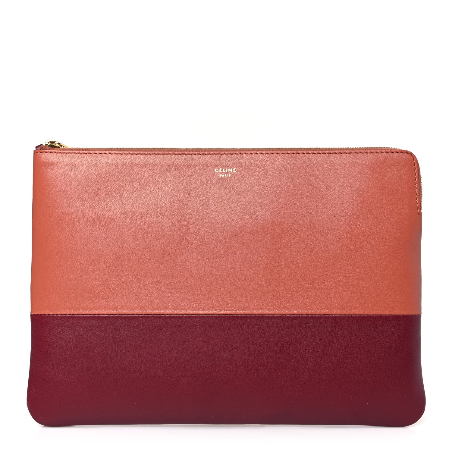 Celine Lambskin Bi-Color Solo Clutch Pouch Terracotta 1 of 10