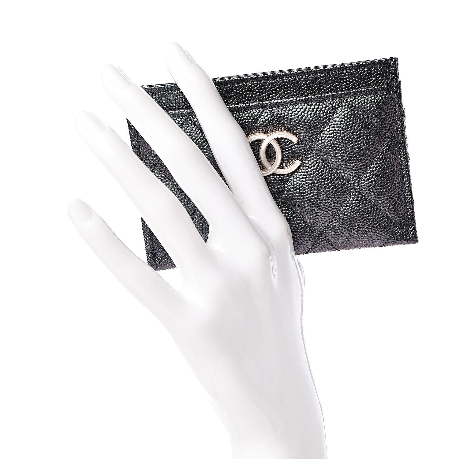 Chanel Iridescent Caviar Quilted Card Holder Black 2 of 11