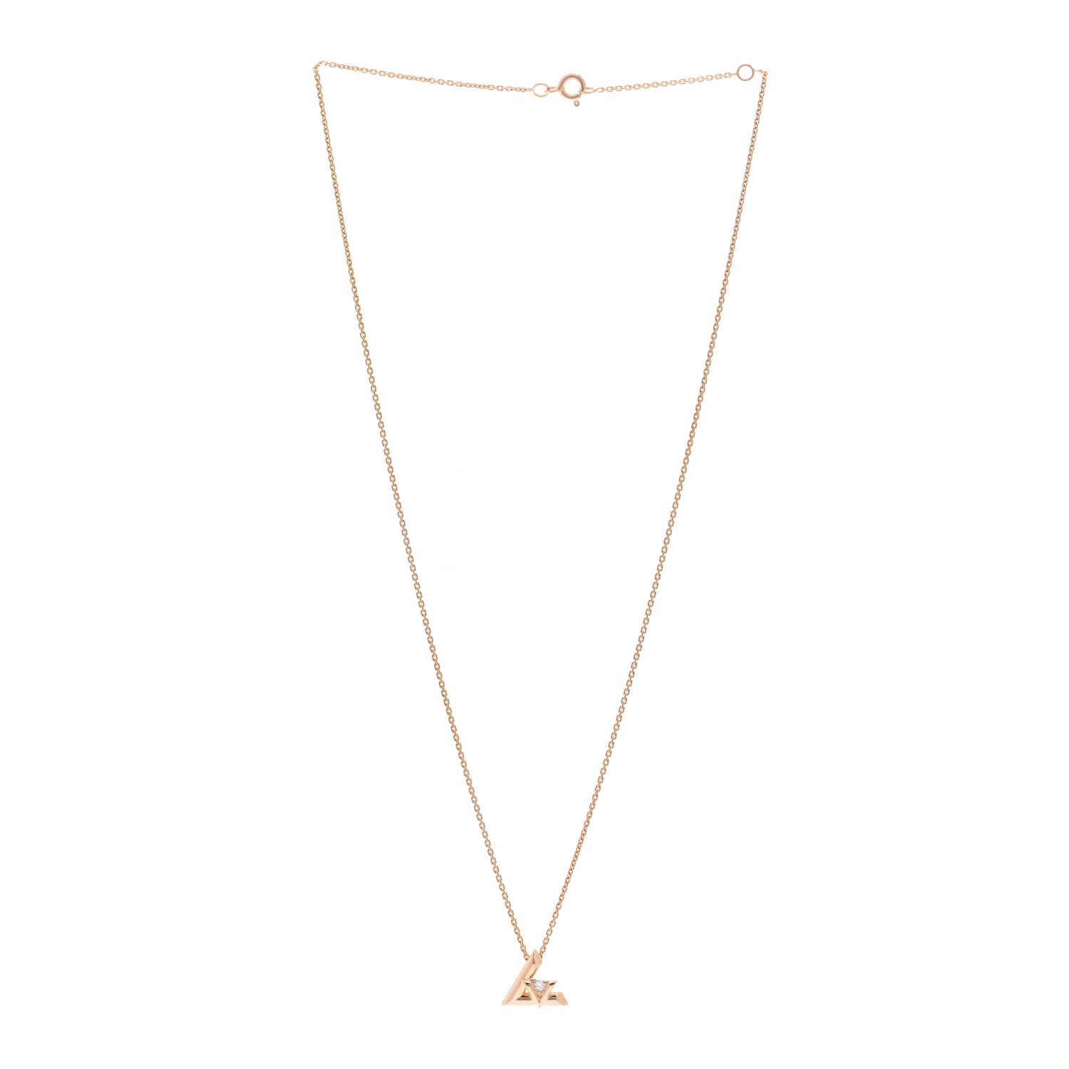 Louis Vuitton 18K Pink Gold Diamond Small LV Volt One Pendant Necklace 3 of 5