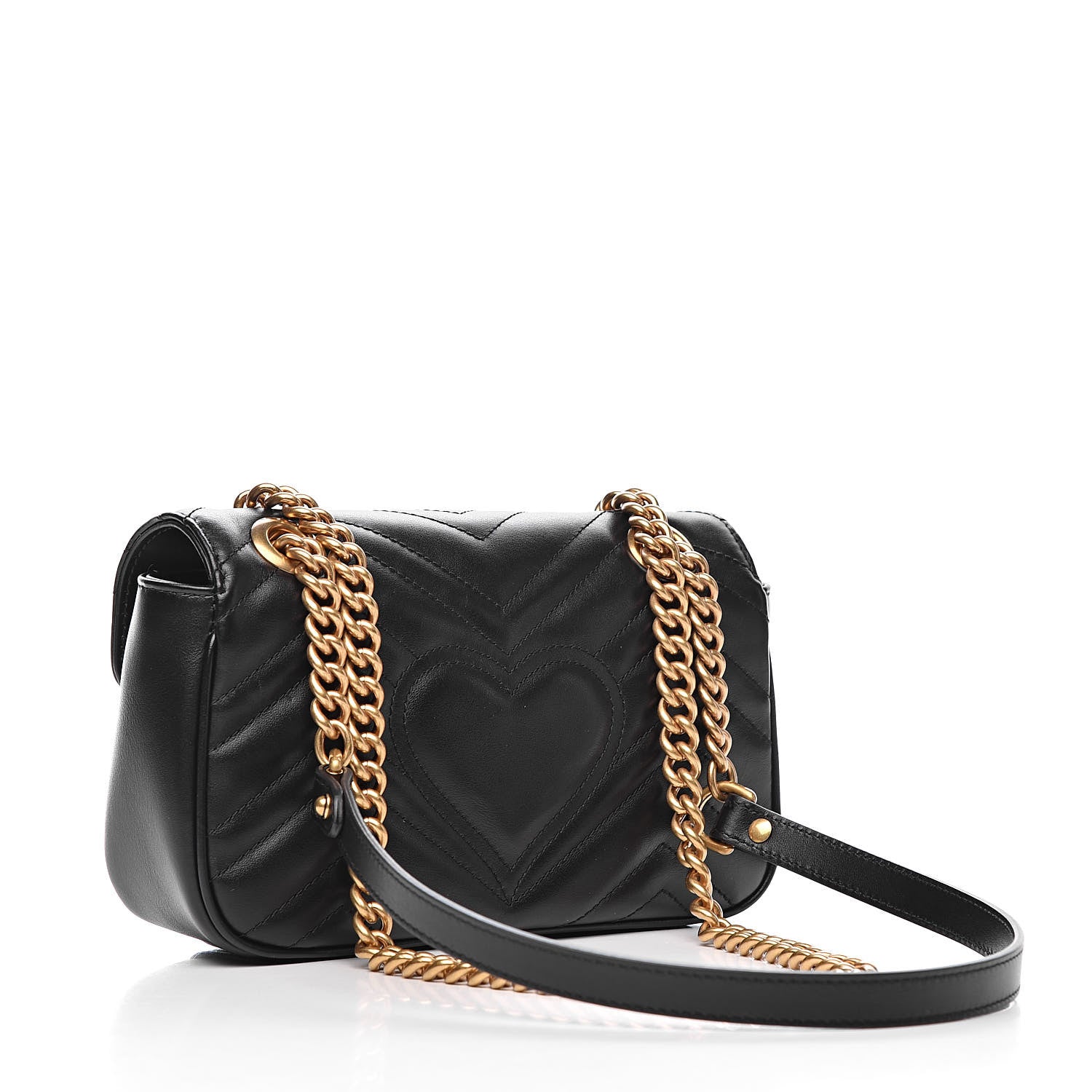 Gucci Calfskin Matelasse Mini GG Marmont Shoulder Bag Black 3 of 10
