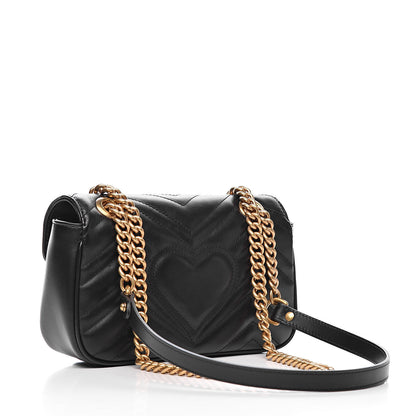 Gucci Calfskin Matelasse Mini GG Marmont Shoulder Bag Black 3 of 10