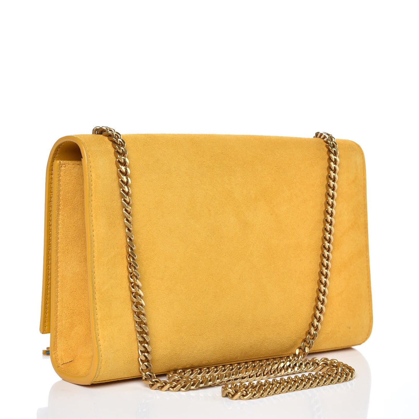 Suede Medium Classic Monogram Kate Tassel Satchel Saffron Yellow
