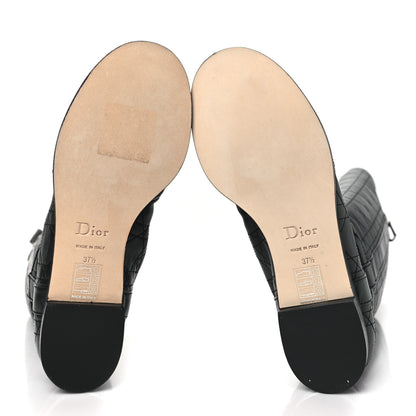 Christian Dior Lambskin Cannage Tall Flat Boots 37.5 Black 5 of 8