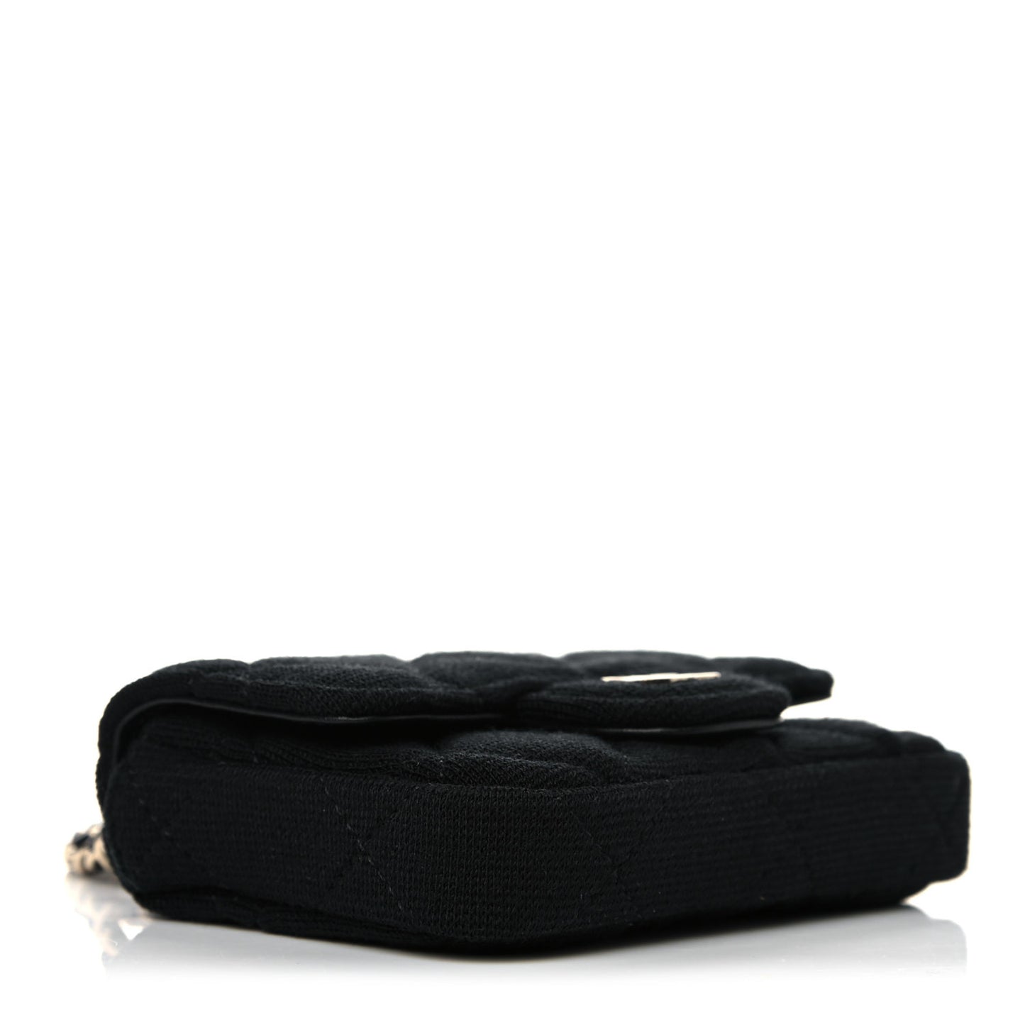Jersey Quilted Flap Chain Waist Bag Black