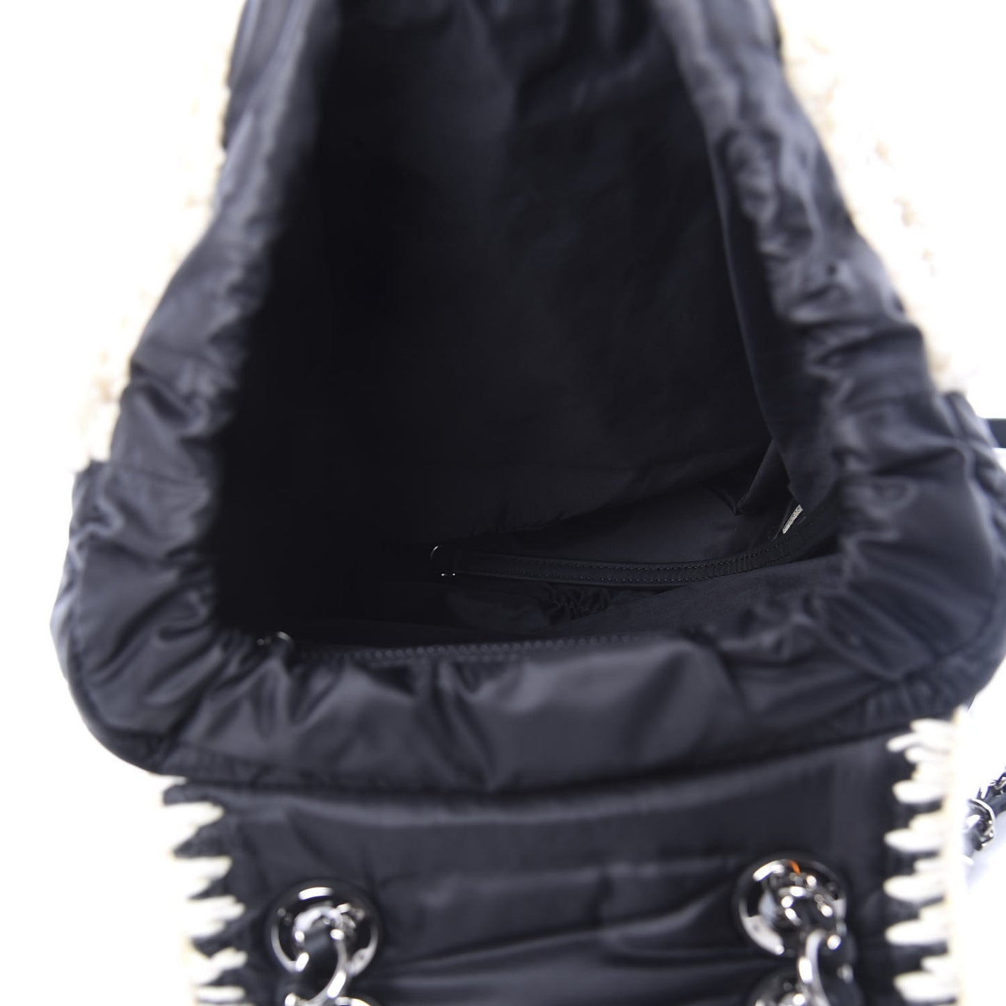 Wool Nylon Quilted Coco Neige Backpack Black Ecru