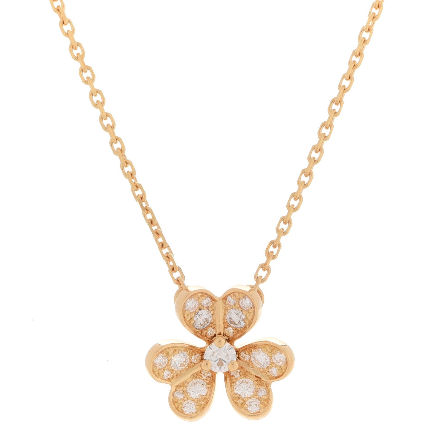 18K Yellow Gold Diamond Mini Frivole Pendant Pave Necklace