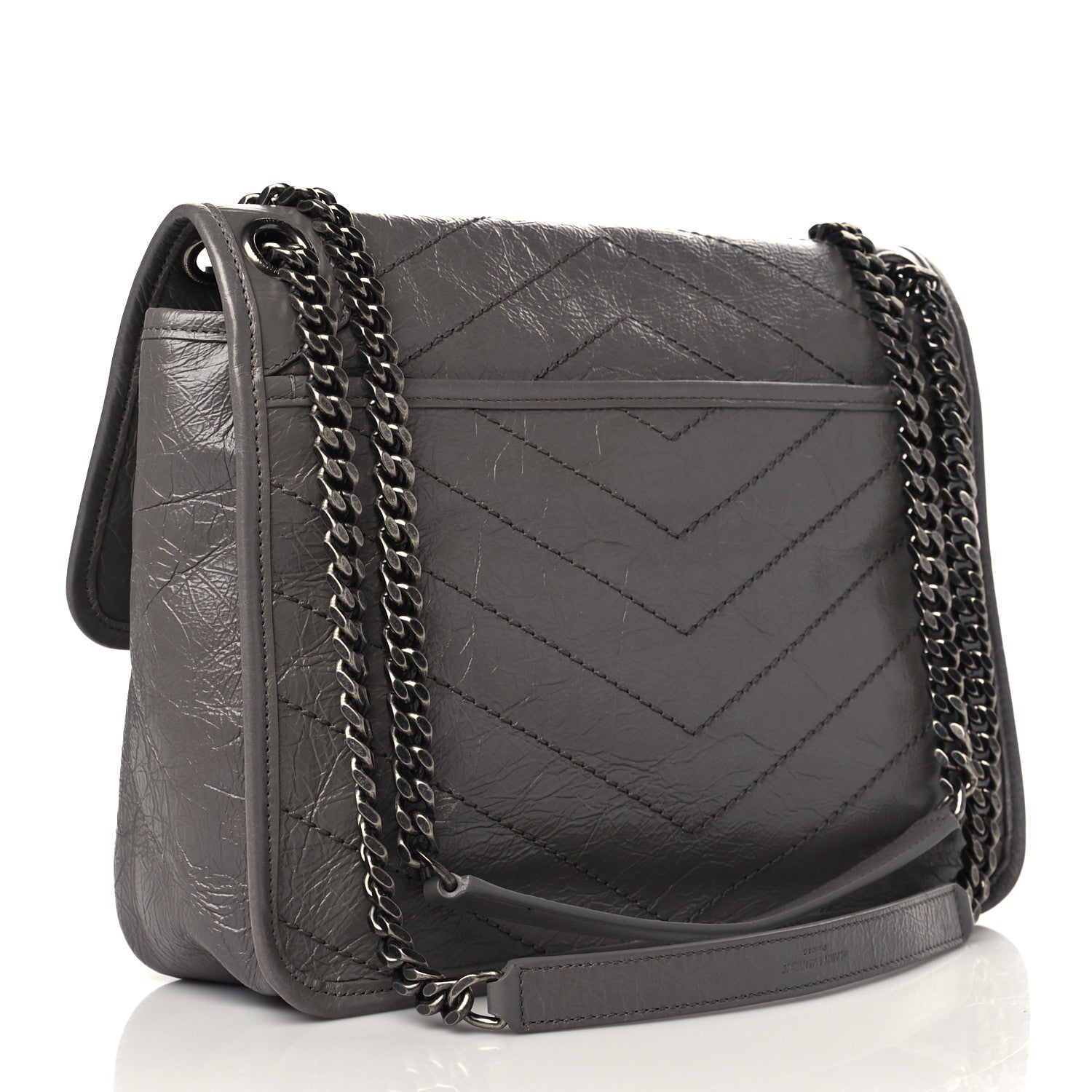 Saint Laurent Crinkled Calfskin Matelasse Monogram Medium Niki Chain Satchel Fog 2 of 5