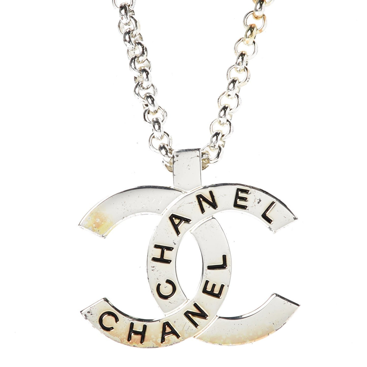Large CC Necklace Silver