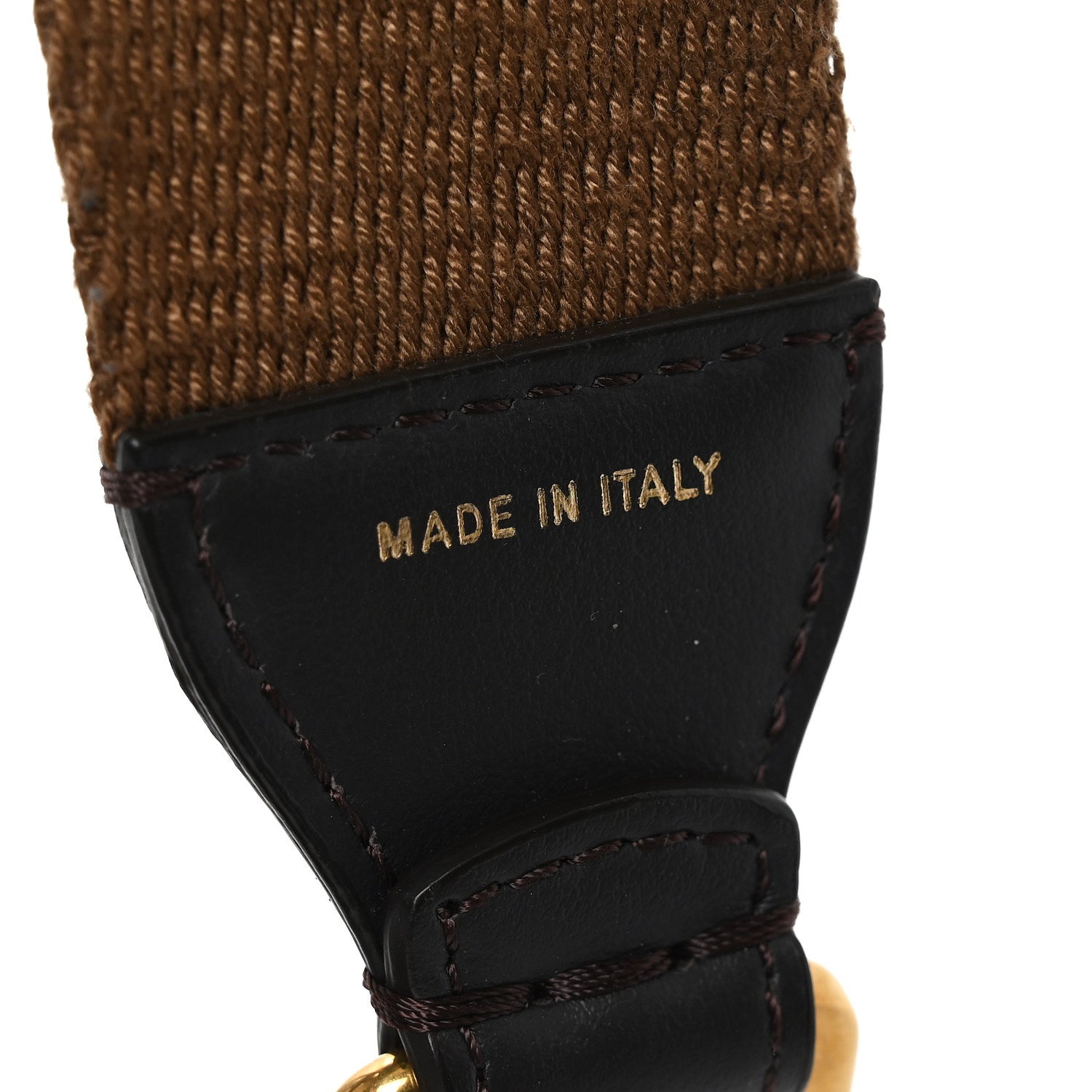 Fendi Ribbon Vitello Century FF 1974 Flat Studded Strap You Fango Marrone Ebano 4 of 4