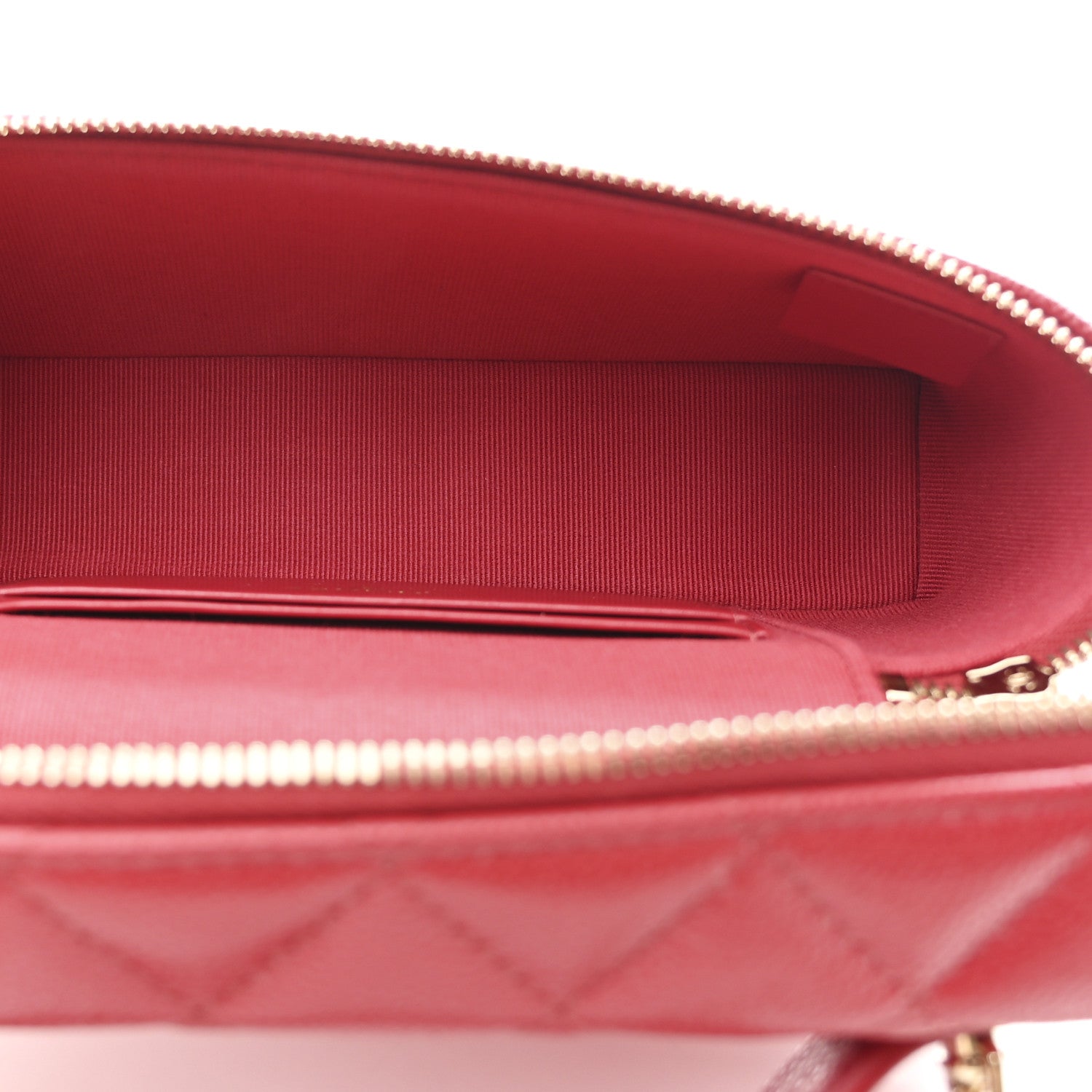 Chanel Caviar Quilted Top Handle Slim Vanity With Chain Red 5 of 11