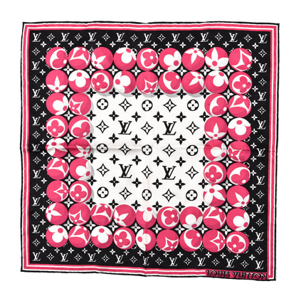 Louis Vuitton Silk Monogram Marbles Square 45 Scarf Black White Rose 1 of 3
