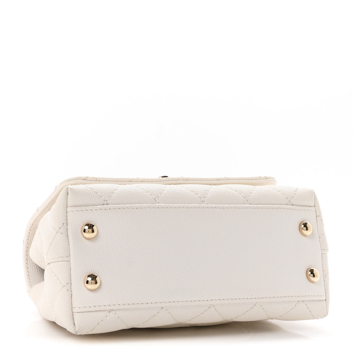 Caviar Quilted Extra Mini Coco Handle Flap White