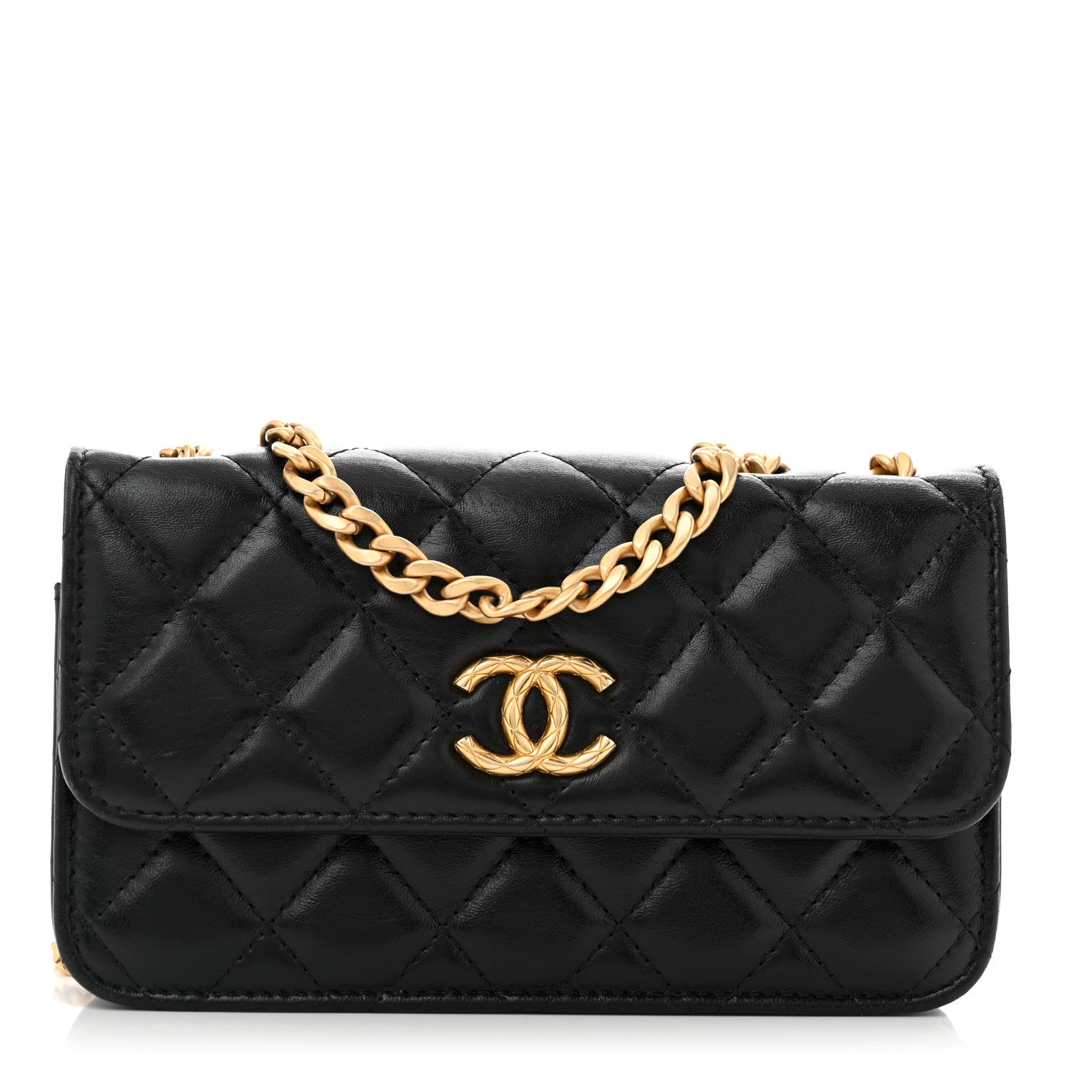 Chanel Quilted Pillow Crush Flap Phone Holder With Chain Black 1 of 14