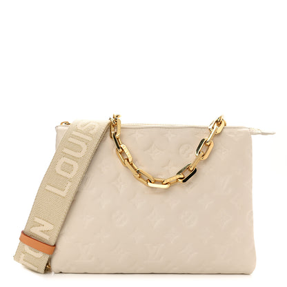 Louis Vuitton Lambskin Embossed Monogram Coussin PM Beige Cream 1 of 11