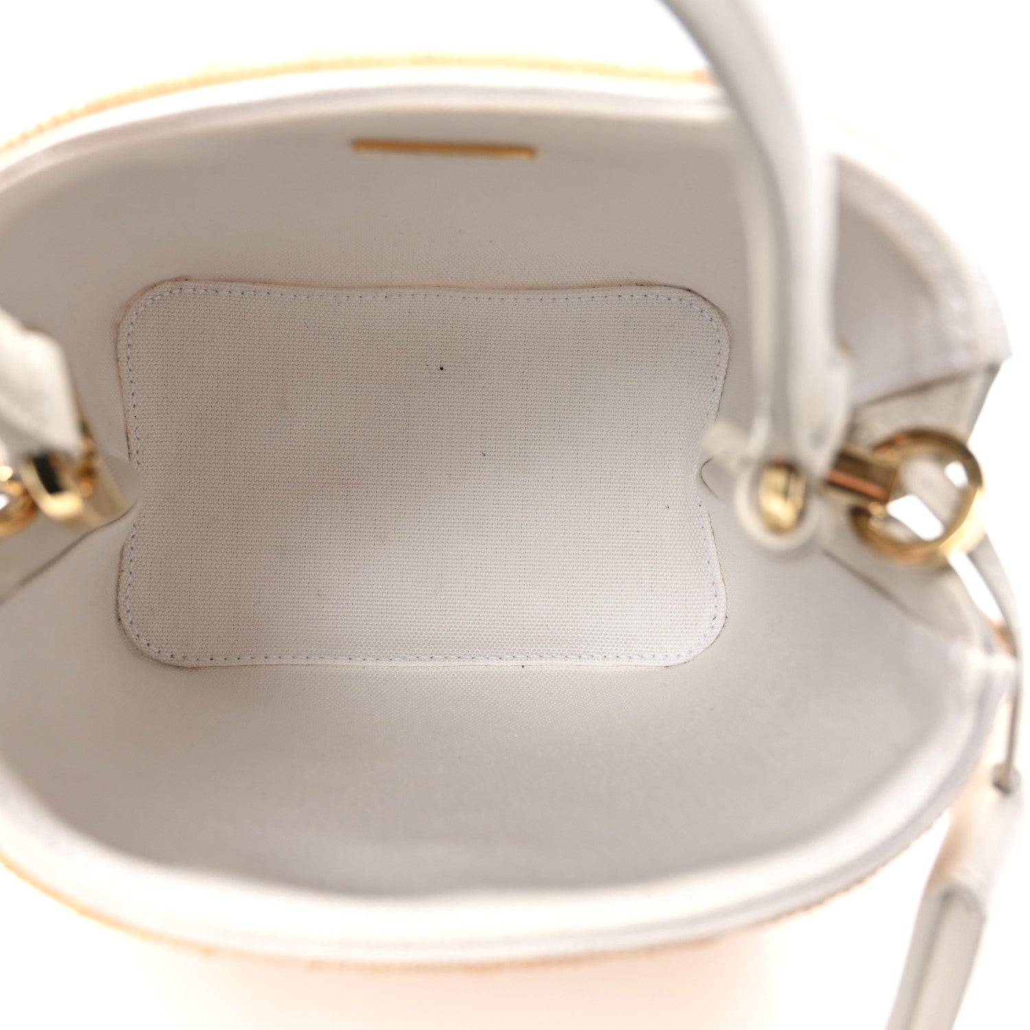Prada Wicker Canvas Panier Bucket Bag Naturale White 5 of 9