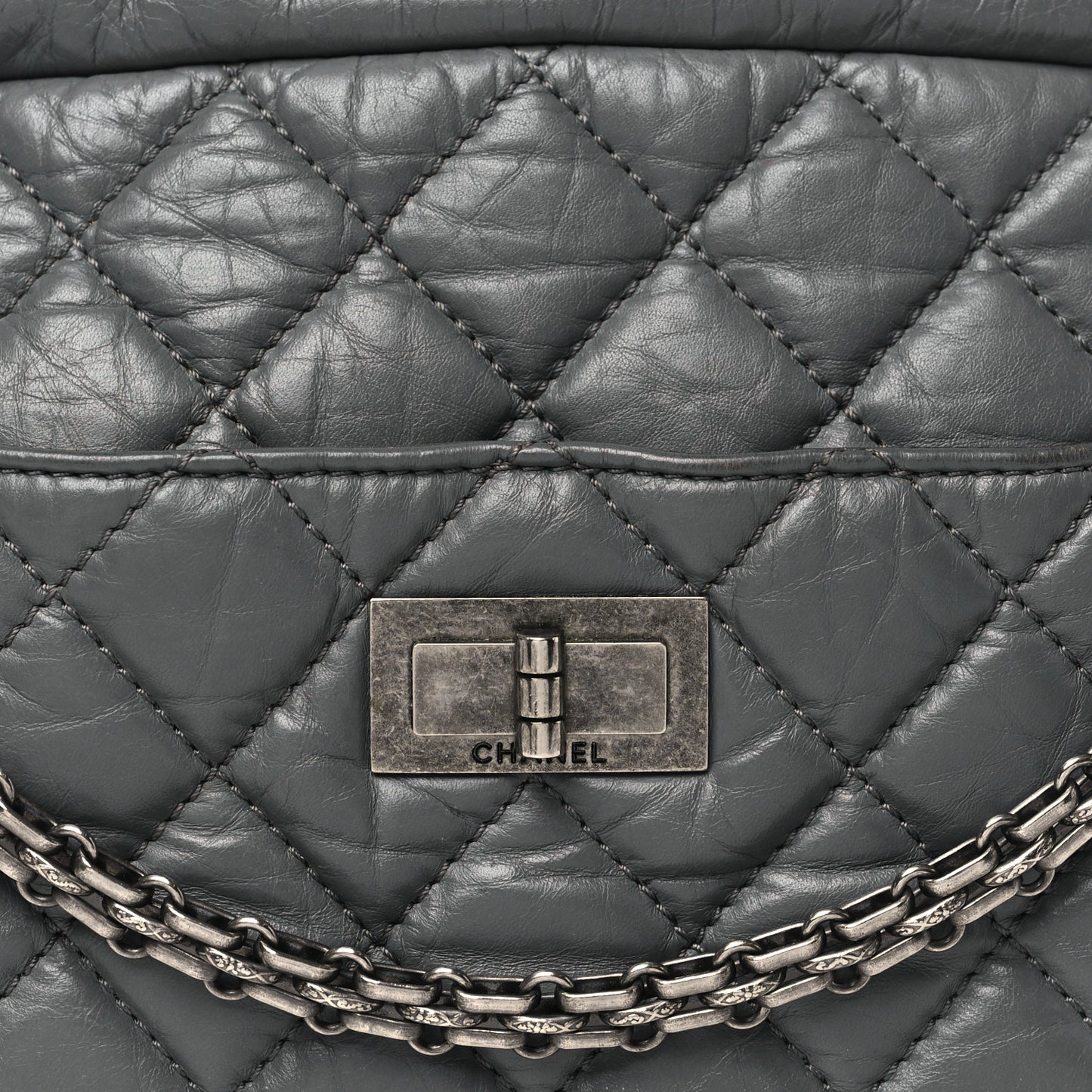 Aged Calfskin Quilted Medium Reissue Camera Case Grey