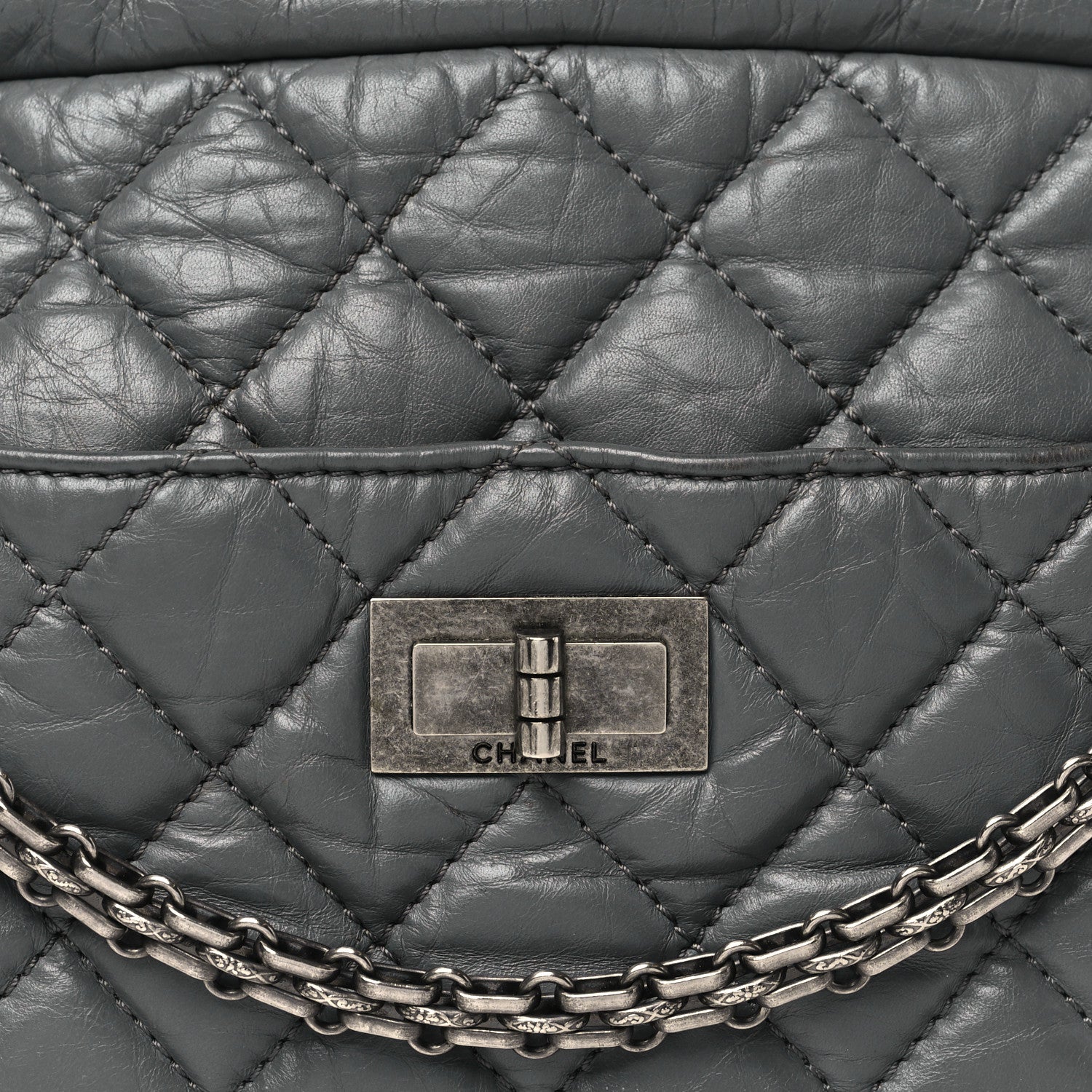 Chanel Aged Calfskin Quilted Medium Reissue Camera Case Grey 7 of 10