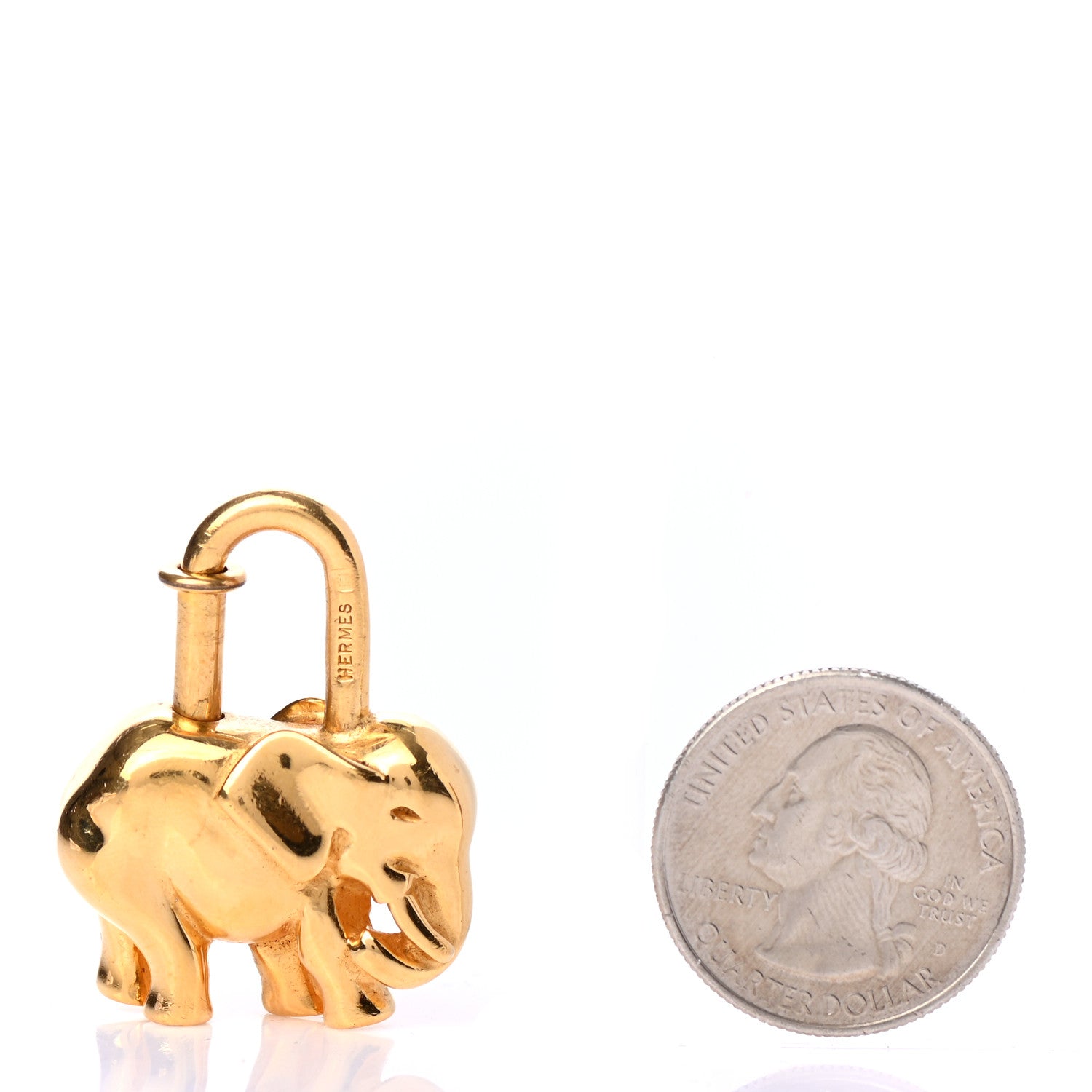 Hermes Permabrass Elephant Cadena Lock Gold 2 of 3