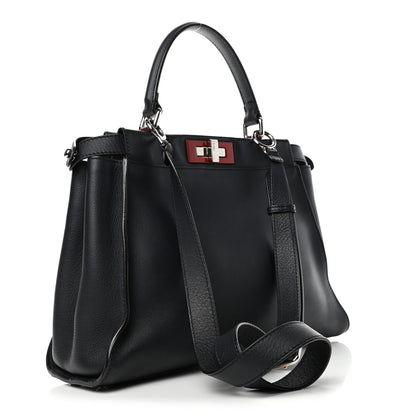 Fendi Vitello Seta Shiny Nappa Medium Peekaboo Iconic Satchel Blue Notte Ardesia 2 of 4
