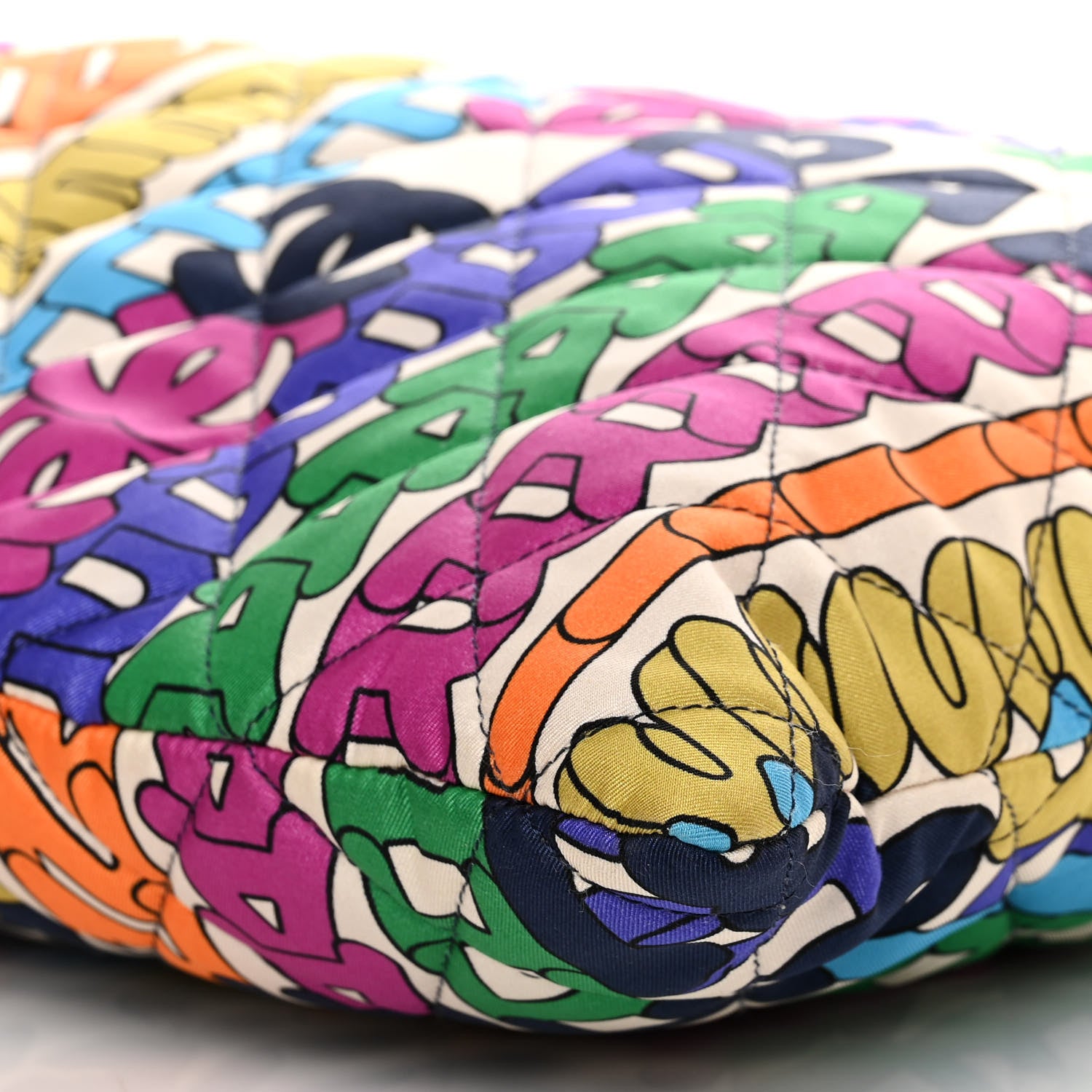 Chanel Printed Fabric Quilted Logo Large Shopping Tote Multicolor 10 of 10