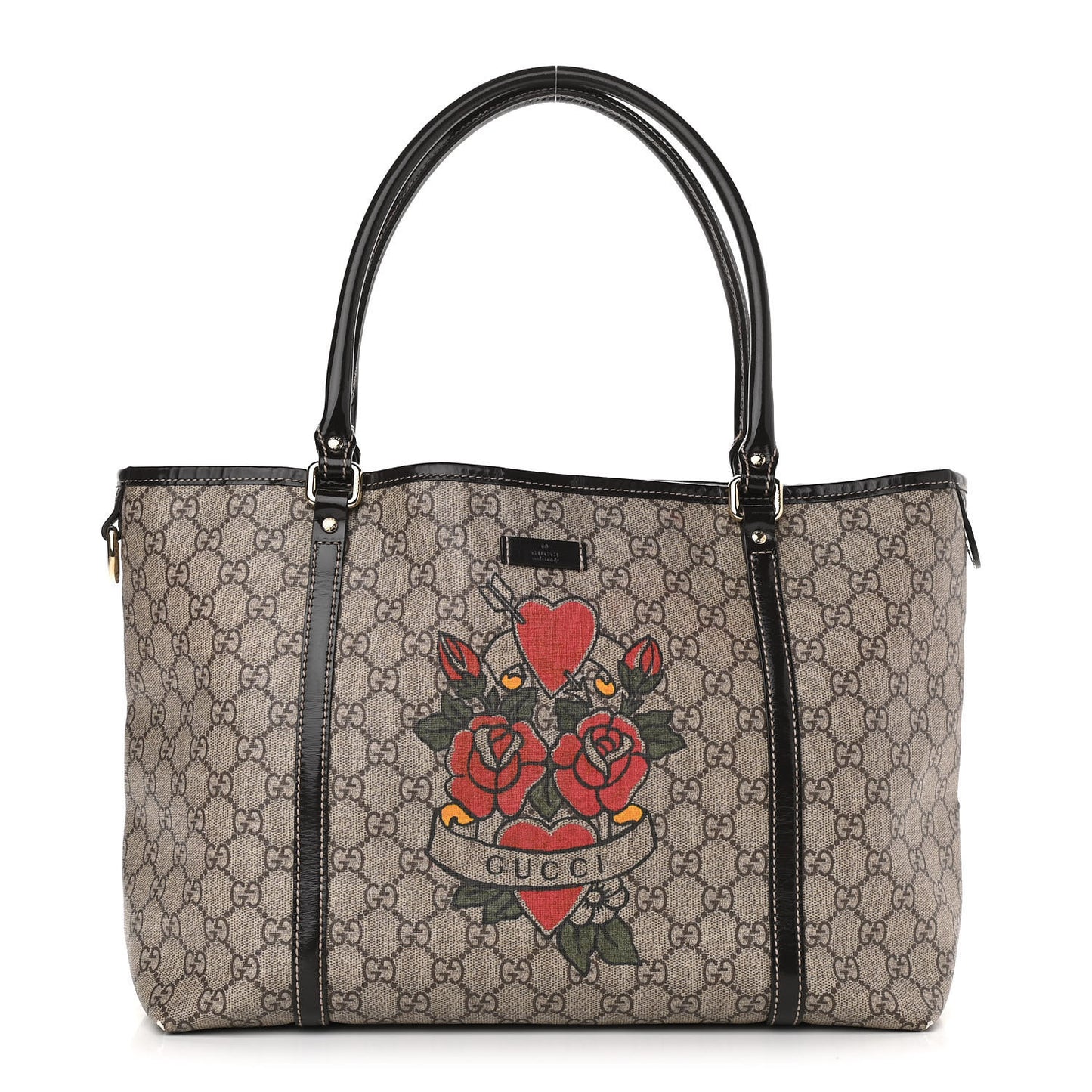 GG Plus Monogram Tattoo Heart Medium Joy Tote Dark Brown