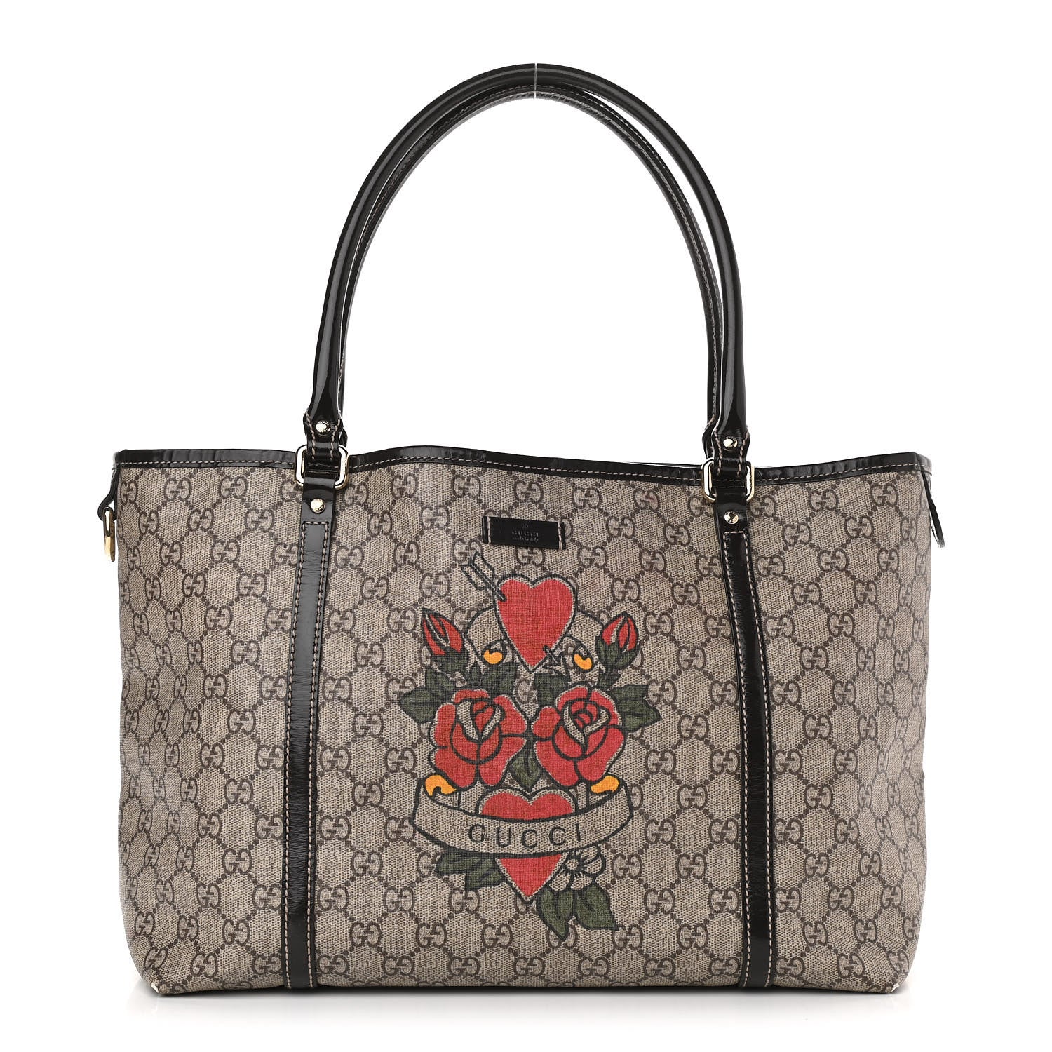 Gucci GG Plus Monogram Tattoo Heart Medium Joy Tote Dark Brown 1 of 14